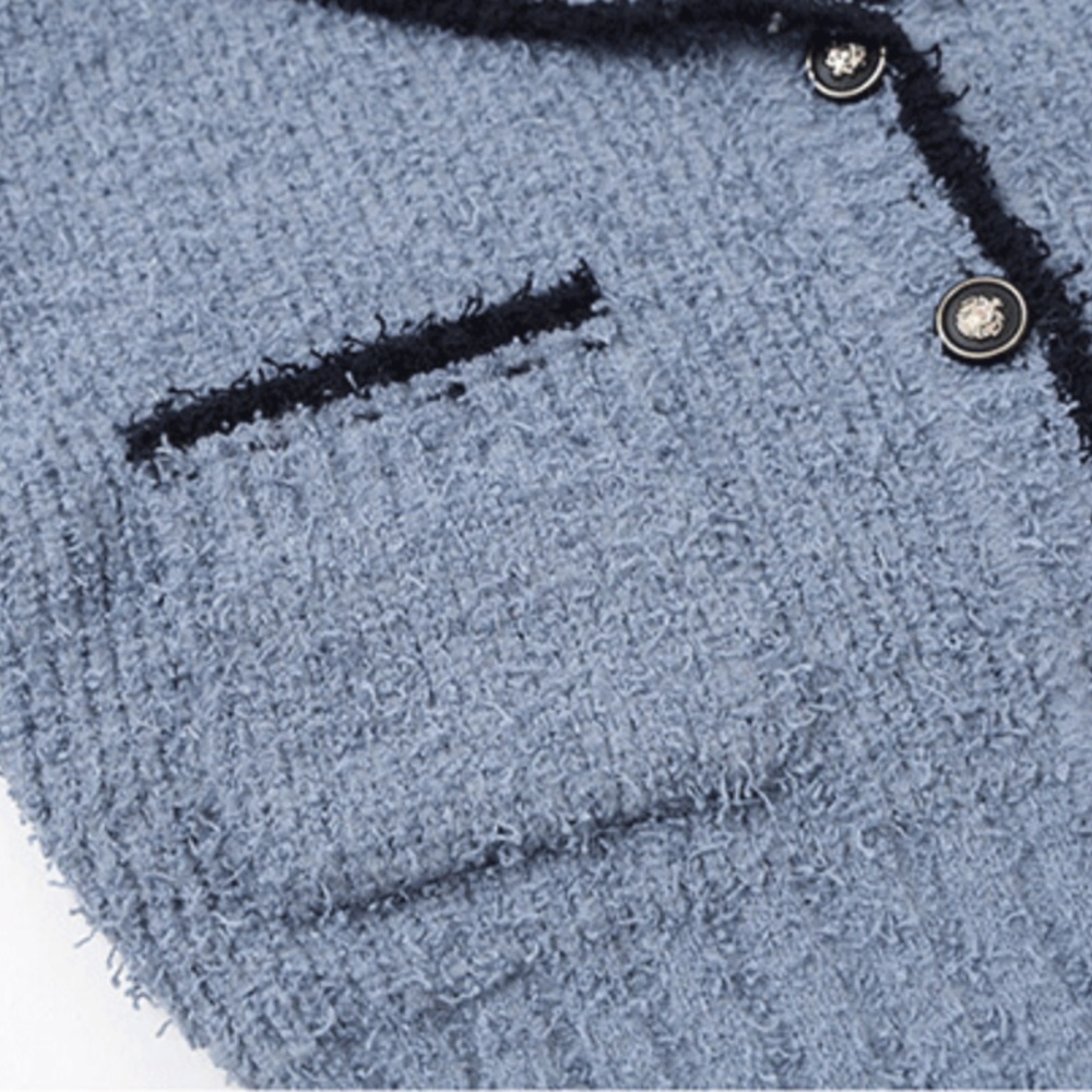 Blue Button-Up Cardigan Sweater - Picture 3 of 9